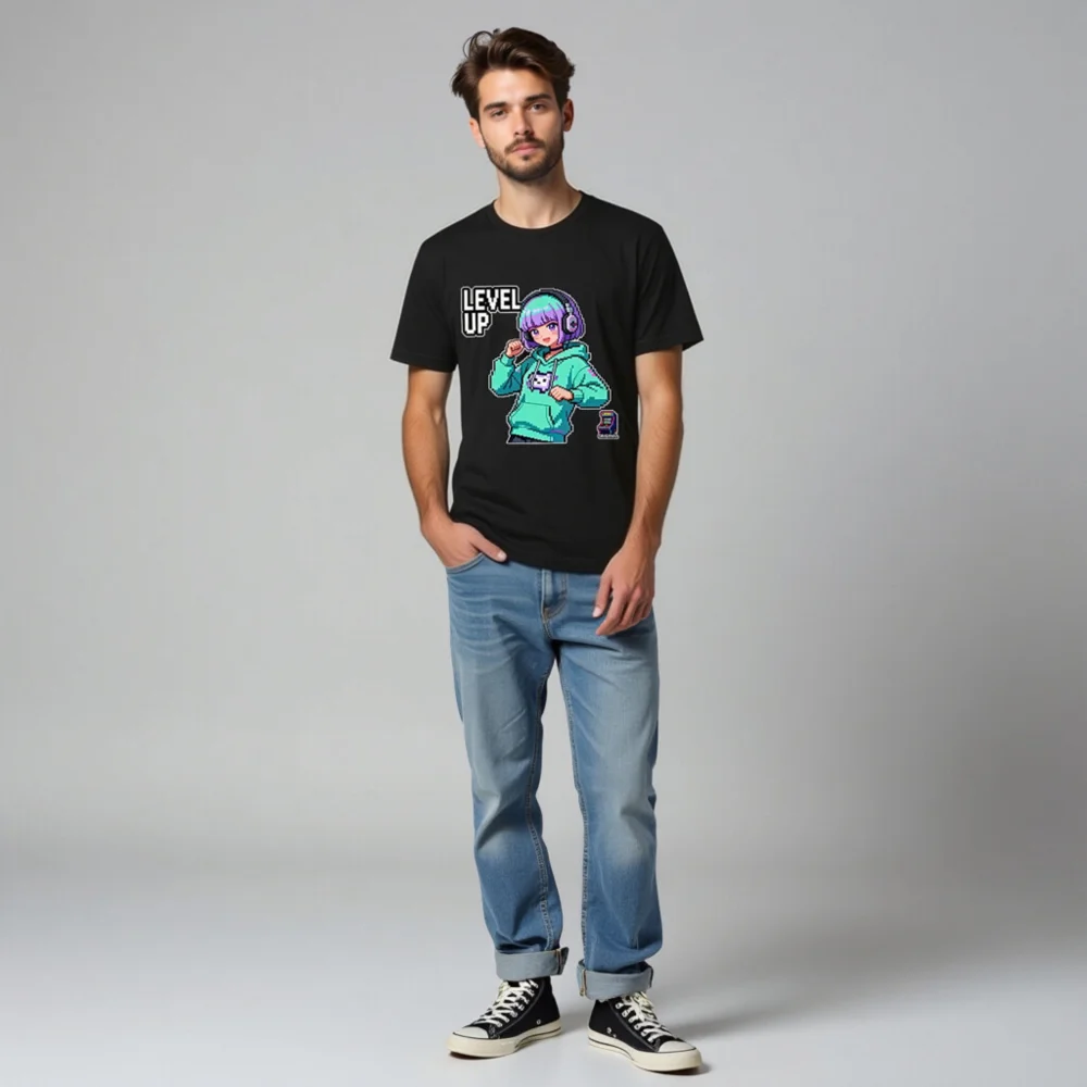 Level Up Pixel Gamer T-Shirt – Unisex Staple Tee for Gaming Fans - Image 6