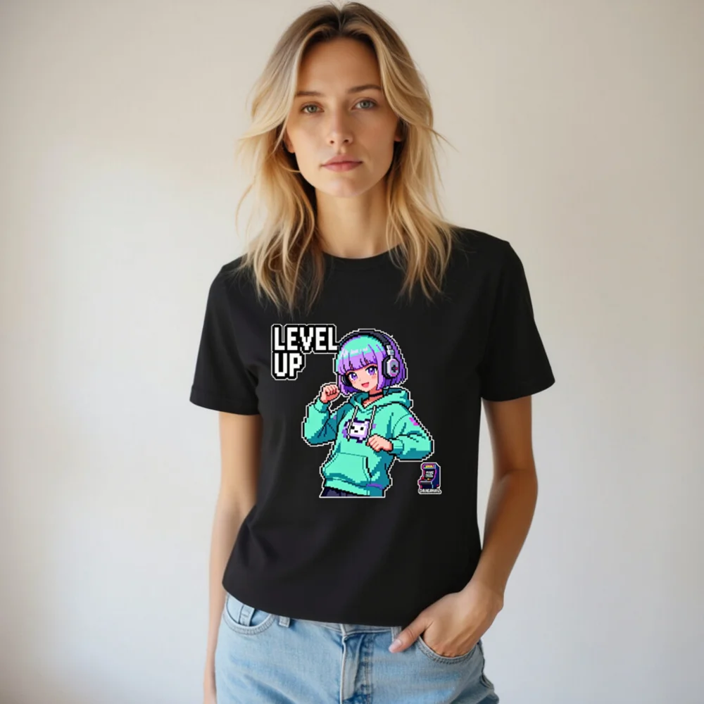 Level Up Pixel Gamer T-Shirt – Unisex Staple Tee for Gaming Fans - Image 7