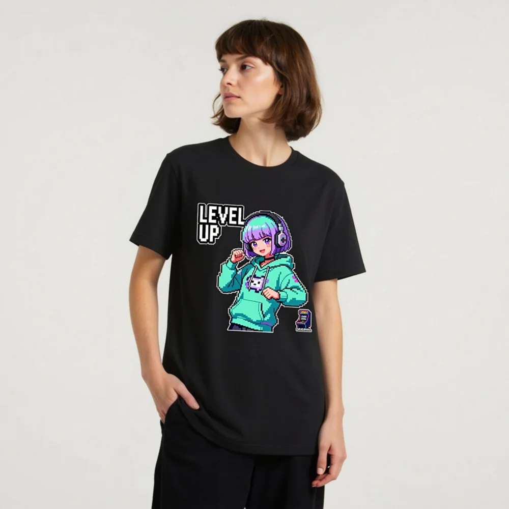 Level Up Pixel Gamer T-Shirt – Unisex Staple Tee for Gaming Fans - Image 8