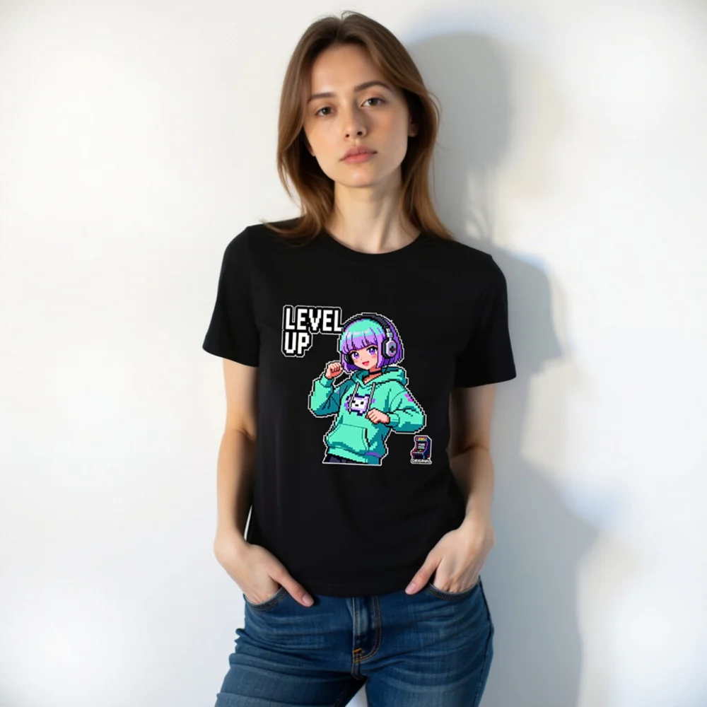 Level Up Pixel Gamer T-Shirt – Unisex Staple Tee for Gaming Fans - Image 10