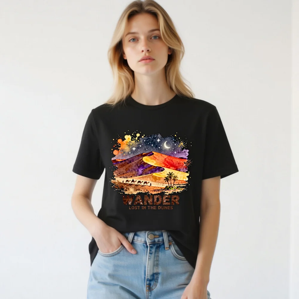 Wander Lost in the Dunes Unisex T-Shirt – Desert Art Graphic Tee - Image 3