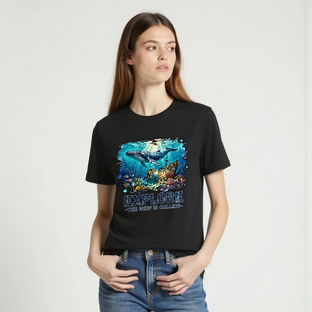 Explore the Deep is Calling Unisex T-Shirt - Ocean Adventure Graphic Tee - Image 2