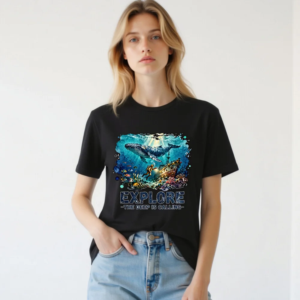 Explore the Deep is Calling Unisex T-Shirt - Ocean Adventure Graphic Tee - Image 3