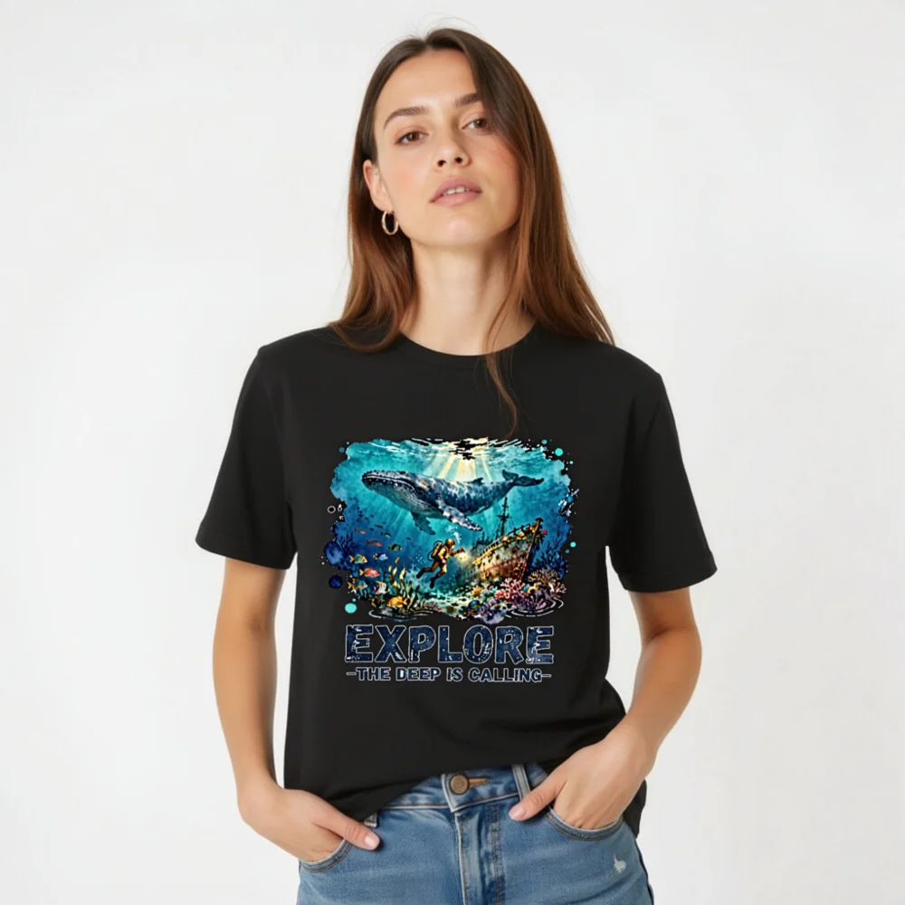 Explore the Deep is Calling Unisex T-Shirt - Ocean Adventure Graphic Tee - Image 4