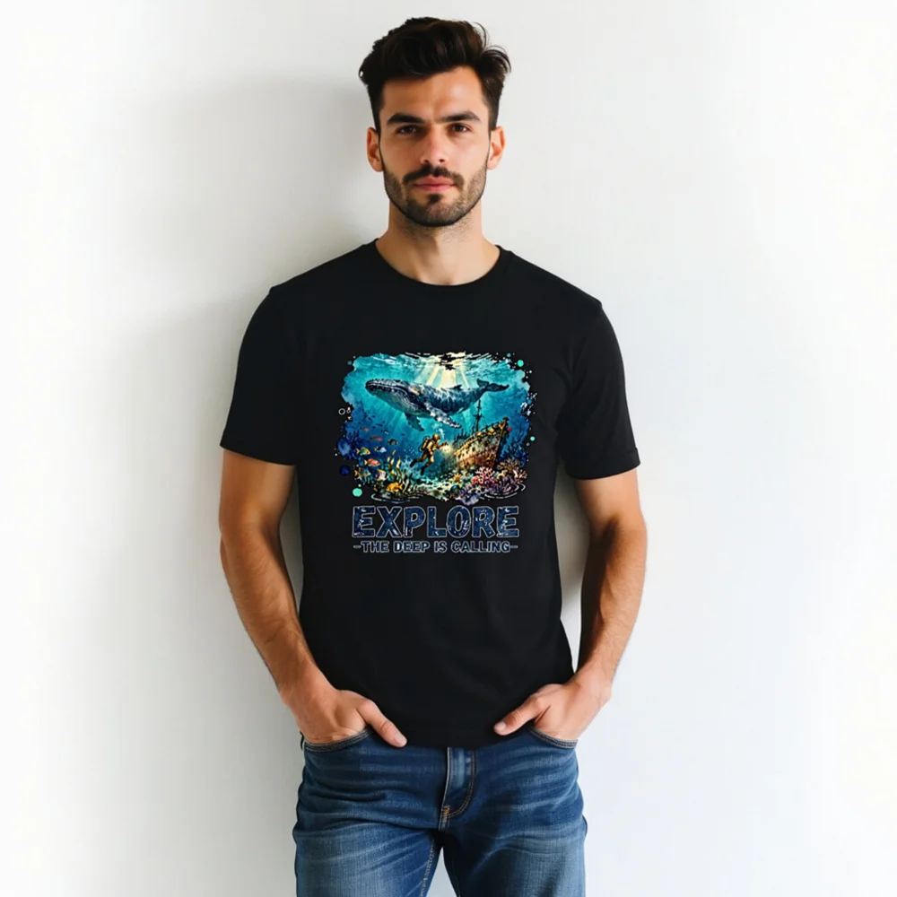 Explore the Deep is Calling Unisex T-Shirt - Ocean Adventure Graphic Tee - Image 5