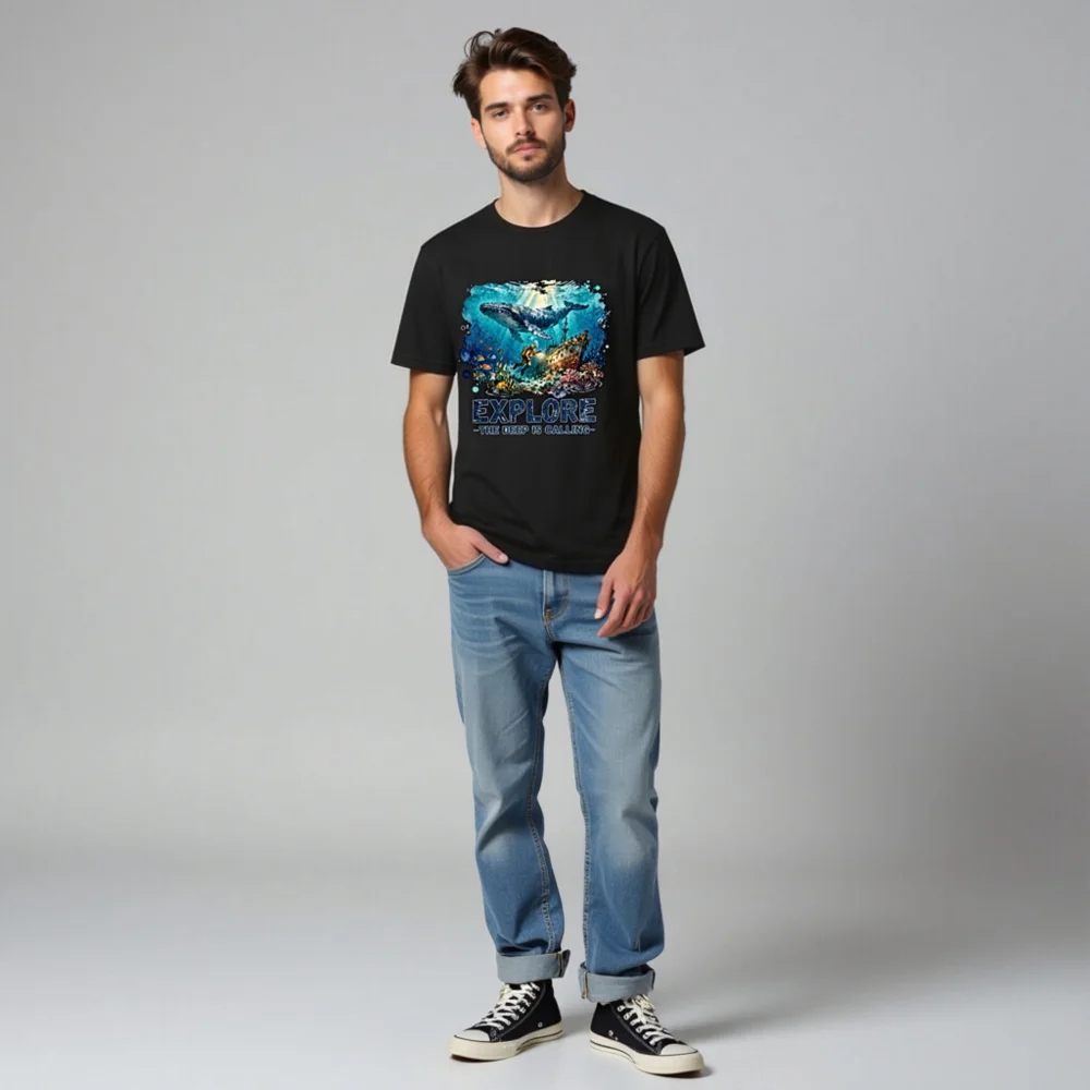 Explore the Deep is Calling Unisex T-Shirt - Ocean Adventure Graphic Tee - Image 6