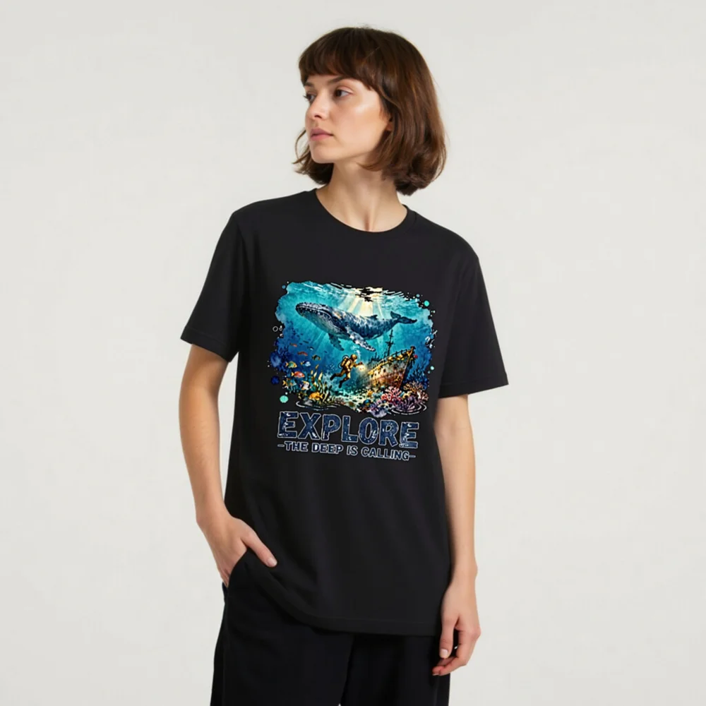 Explore the Deep is Calling Unisex T-Shirt - Ocean Adventure Graphic Tee - Image 8