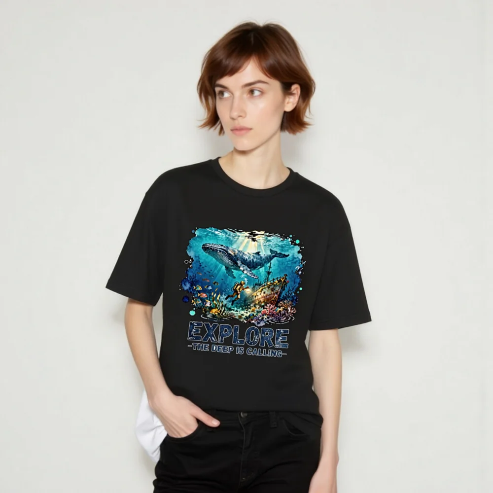 Explore the Deep is Calling Unisex T-Shirt - Ocean Adventure Graphic Tee - Image 9