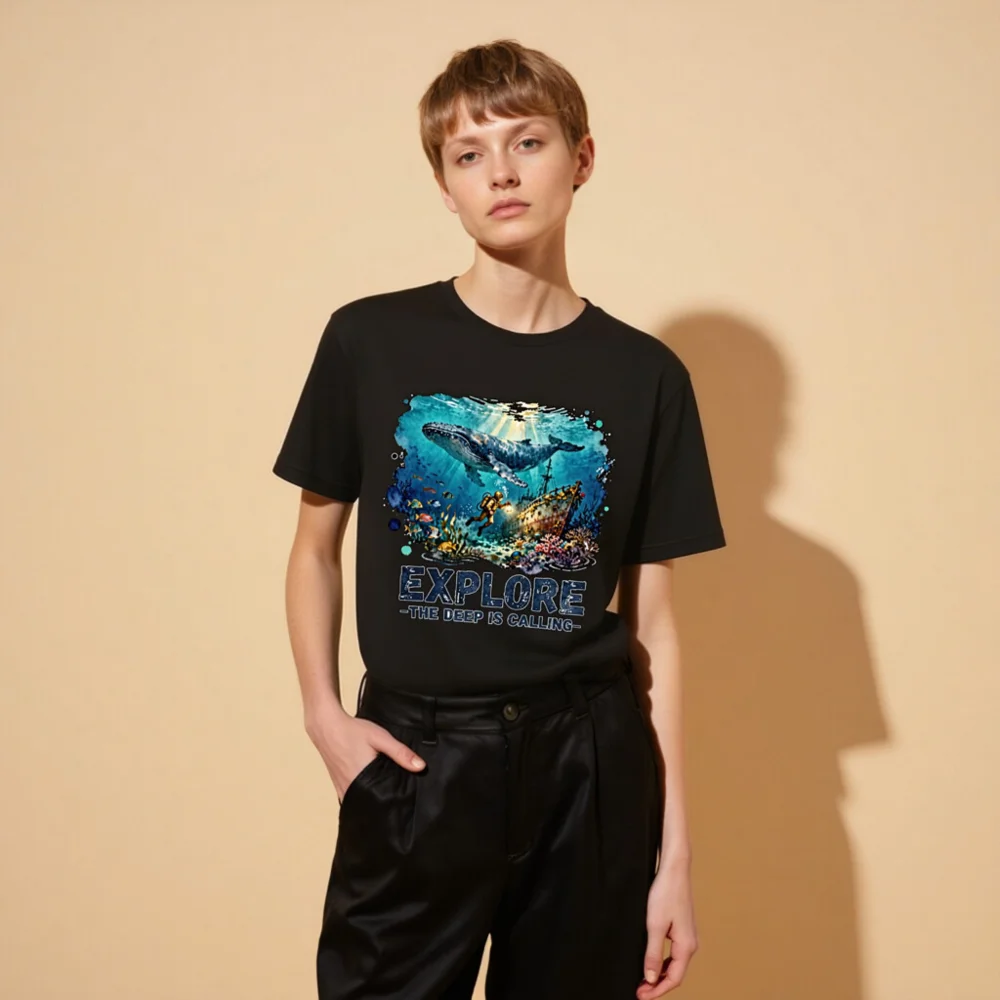 Explore the Deep is Calling Unisex T-Shirt - Ocean Adventure Graphic Tee - Image 11