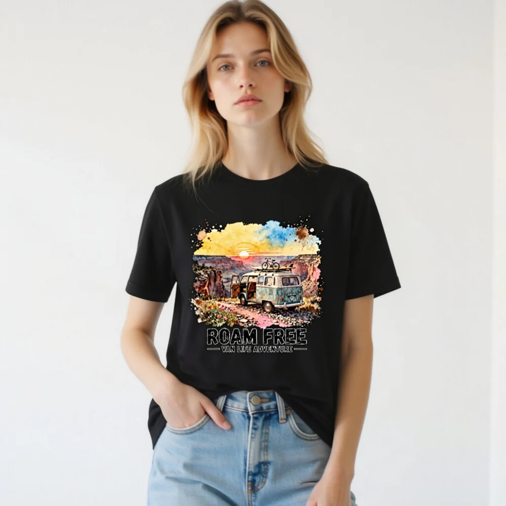 Roam Free Van Life Adventure T-Shirt - Unisex Graphic Tee - Image 3
