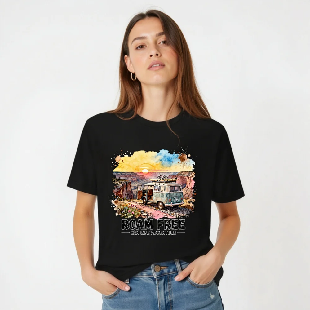 Roam Free Van Life Adventure T-Shirt - Unisex Graphic Tee - Image 4
