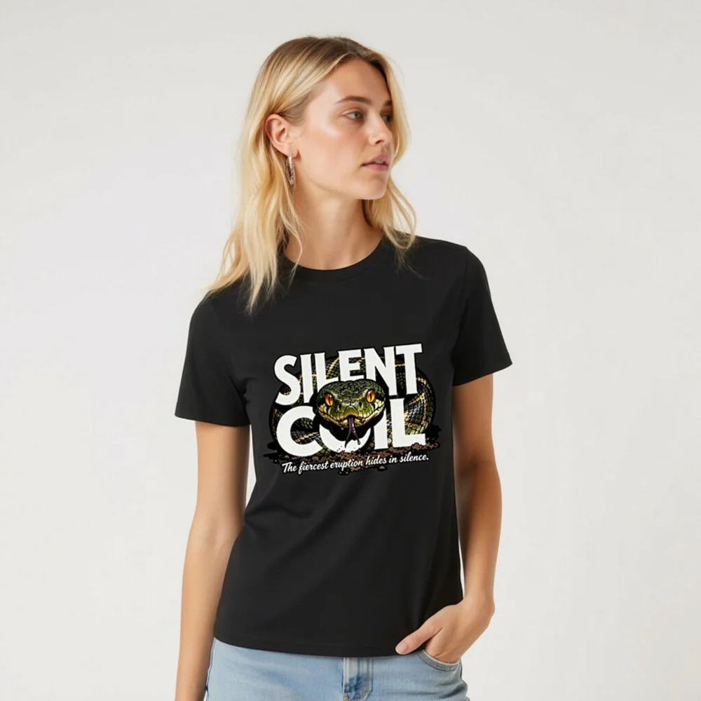 Silent Coil Unisex Organic Cotton T-Shirt – Snake Graphic Tee - Image 6