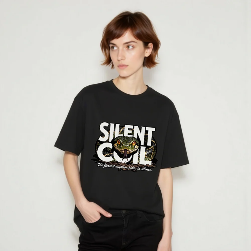 Silent Coil Unisex Organic Cotton T-Shirt – Snake Graphic Tee - Image 7
