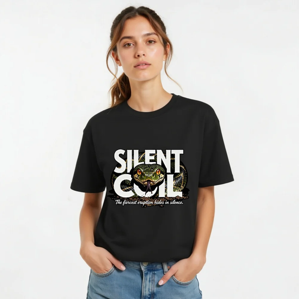 Silent Coil Unisex Organic Cotton T-Shirt – Snake Graphic Tee - Image 8