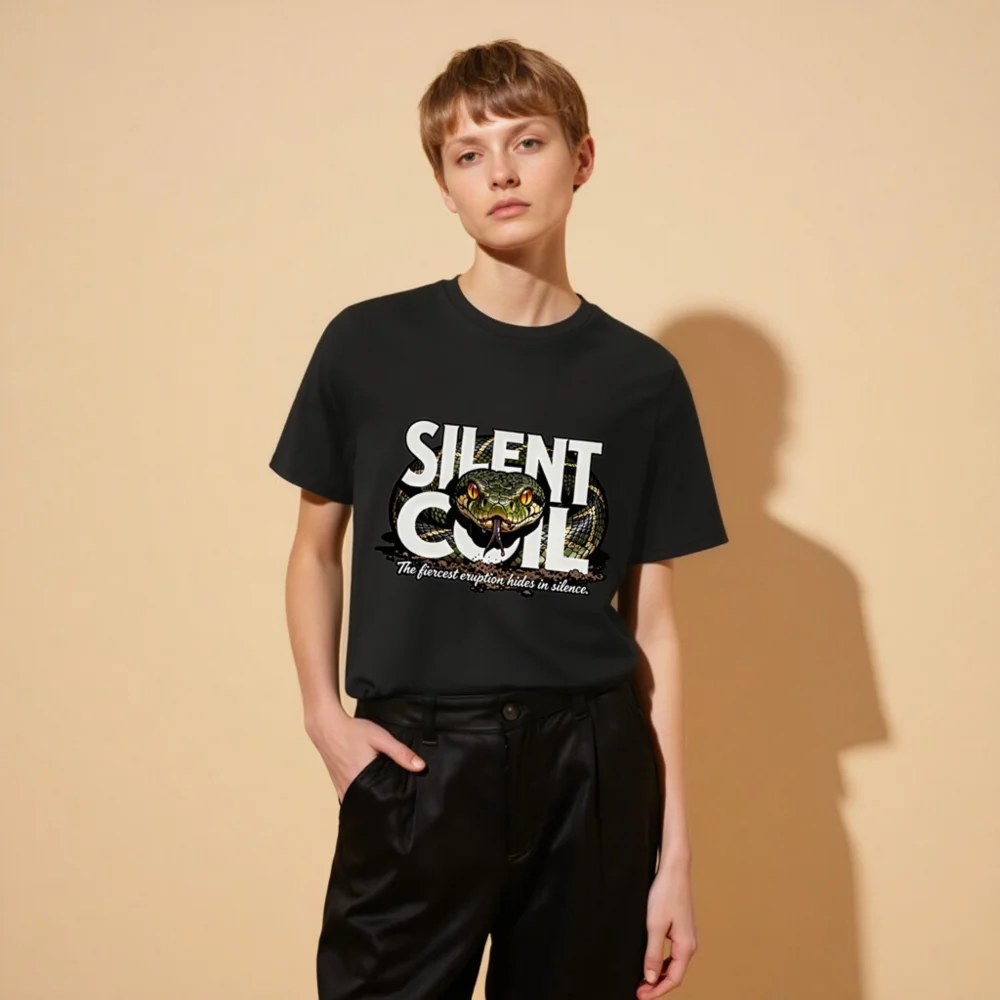 Silent Coil Unisex Organic Cotton T-Shirt – Snake Graphic Tee - Image 11