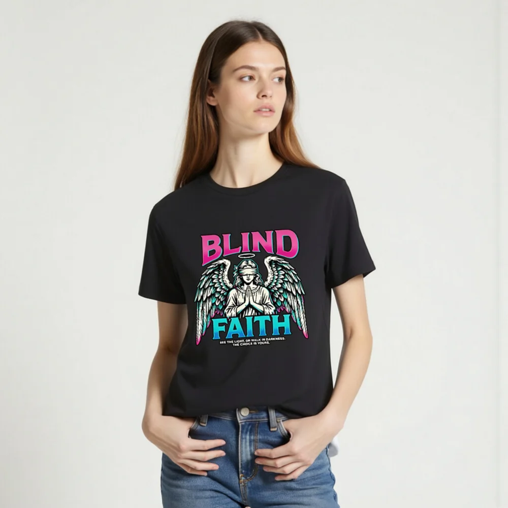 Blind Faith Unisex Organic Cotton T-Shirt - Graphic Tee - Image 2