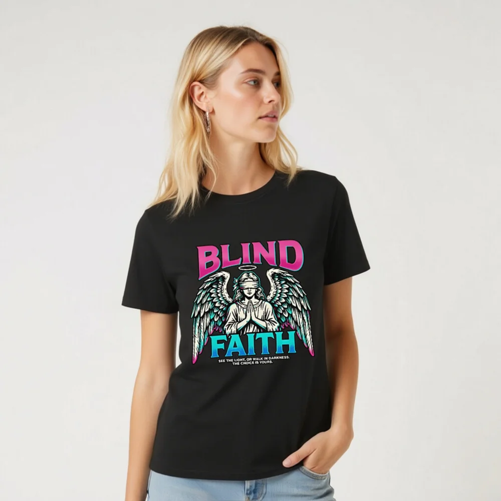 Blind Faith Unisex Organic Cotton T-Shirt - Graphic Tee - Image 6