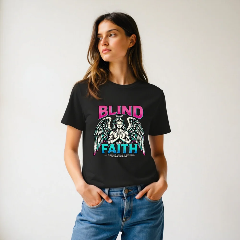 Blind Faith Unisex Organic Cotton T-Shirt - Graphic Tee - Image 9