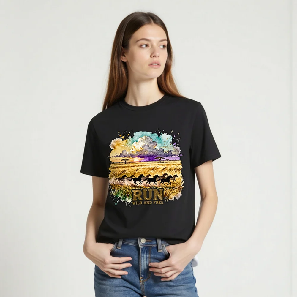 Run Wild and Free T-Shirt – Unisex Organic Cotton Graphic Tee - Image 2