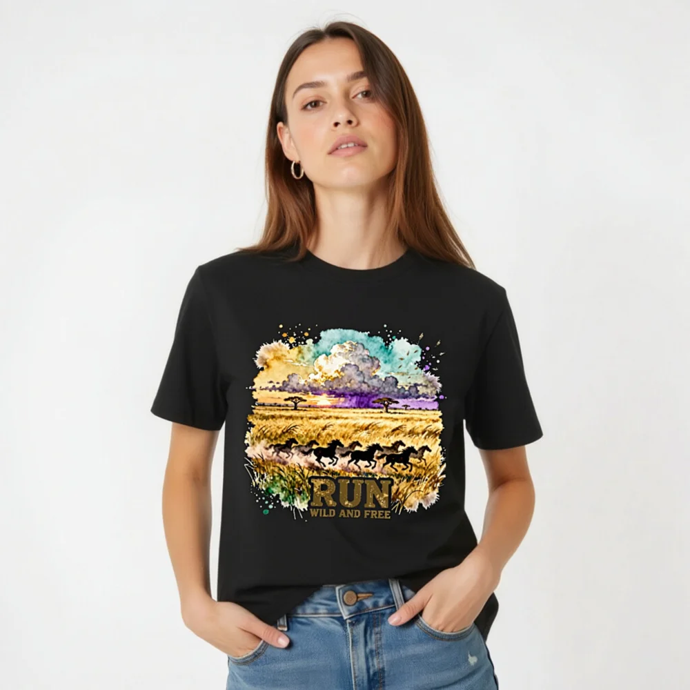Run Wild and Free T-Shirt – Unisex Organic Cotton Graphic Tee - Image 3