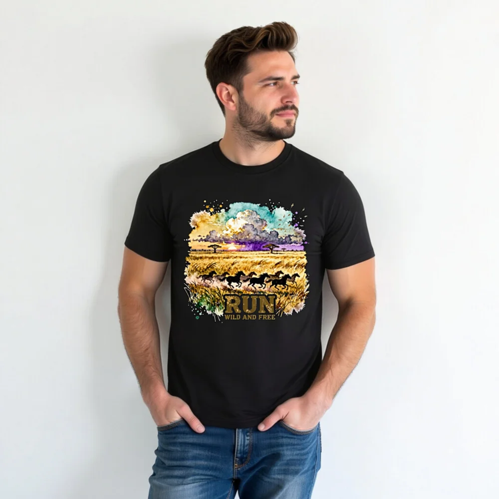 Run Wild and Free T-Shirt – Unisex Organic Cotton Graphic Tee - Image 4