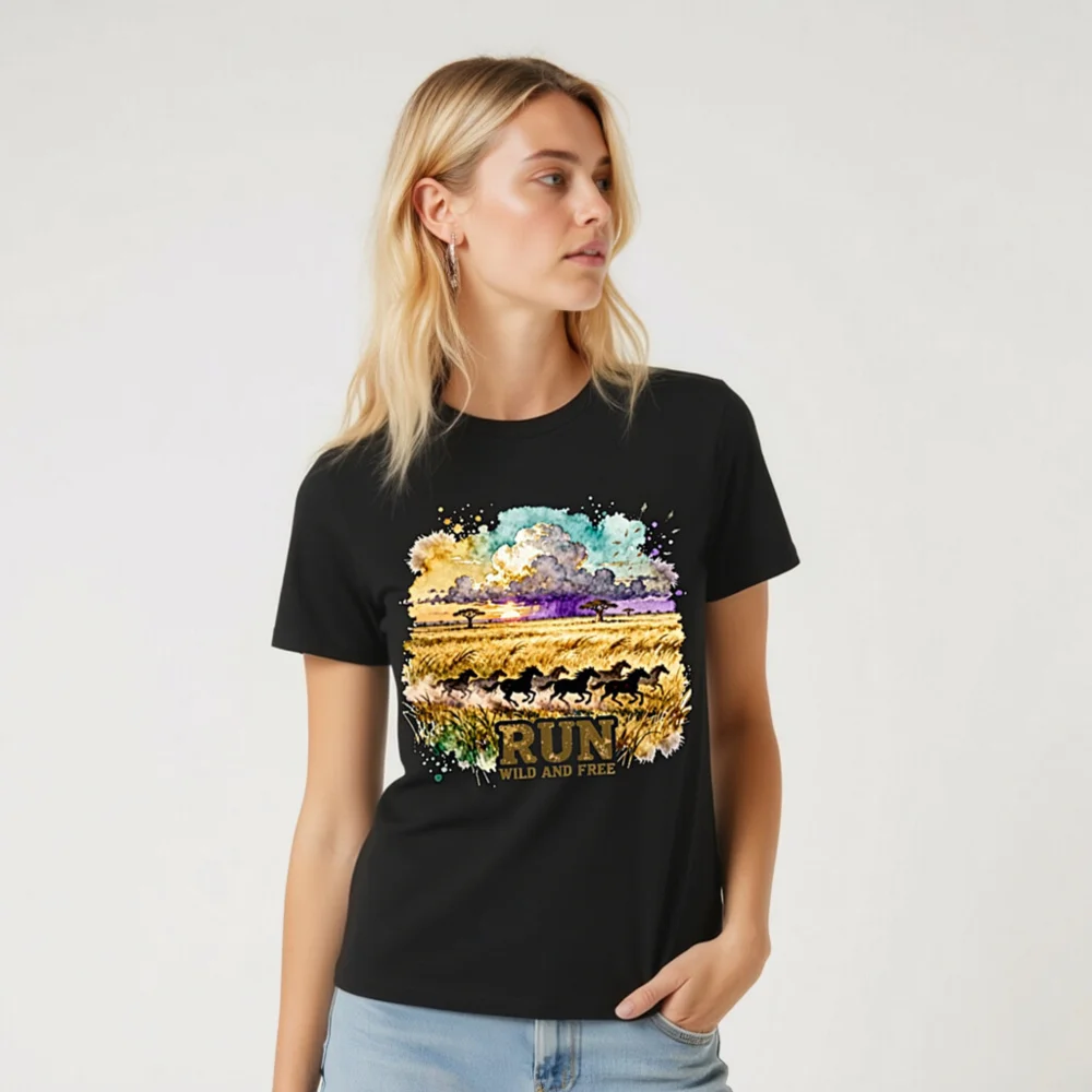Run Wild and Free T-Shirt – Unisex Organic Cotton Graphic Tee - Image 6
