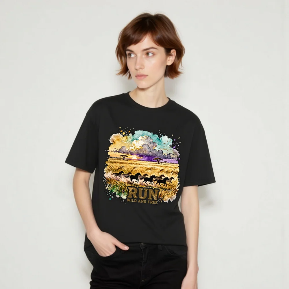 Run Wild and Free T-Shirt – Unisex Organic Cotton Graphic Tee - Image 7