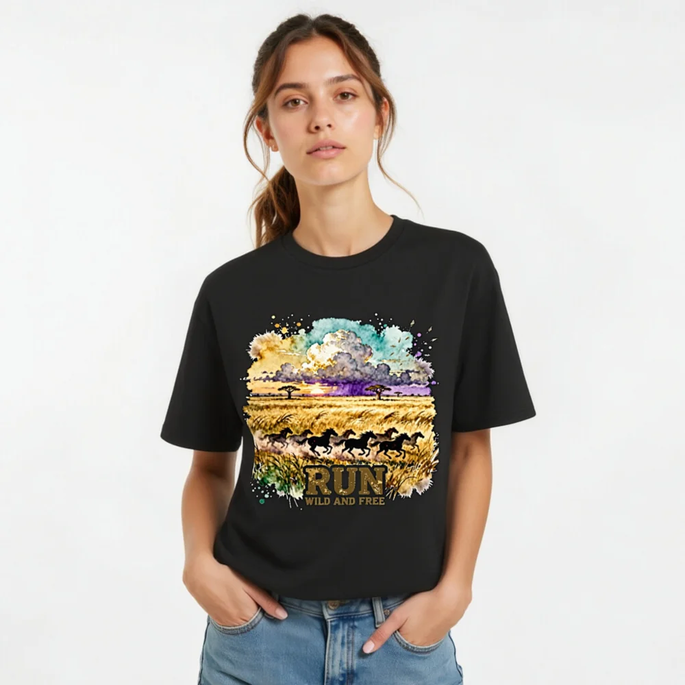 Run Wild and Free T-Shirt – Unisex Organic Cotton Graphic Tee - Image 8