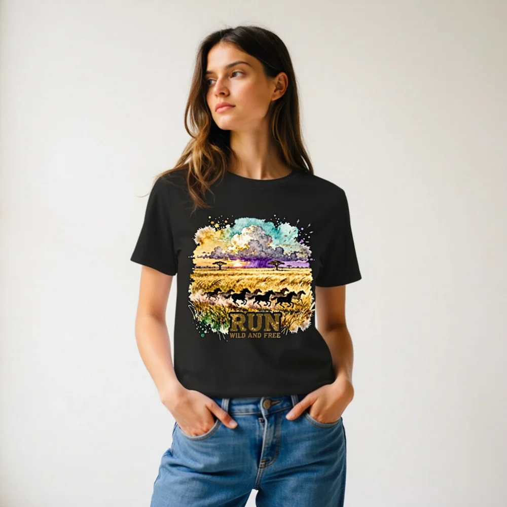 Run Wild and Free T-Shirt – Unisex Organic Cotton Graphic Tee - Image 9