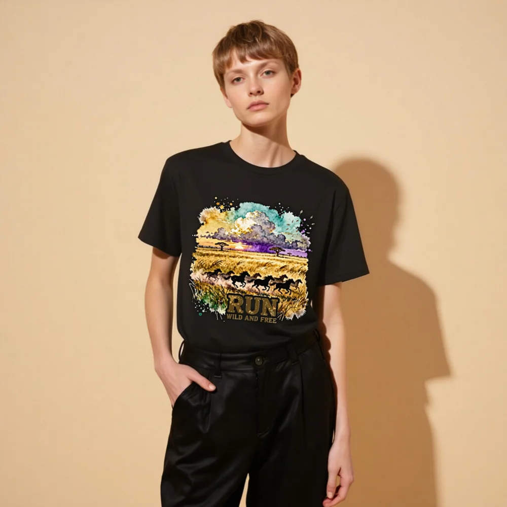 Run Wild and Free T-Shirt – Unisex Organic Cotton Graphic Tee - Image 11