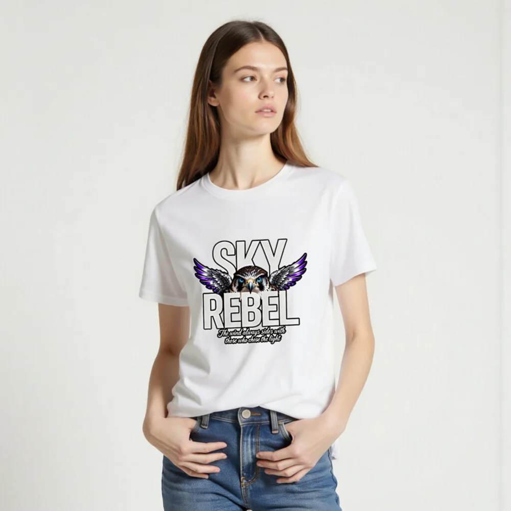 Sky Rebel Unisex Organic Cotton T-Shirt – Hawk Graphic Tee - Image 2