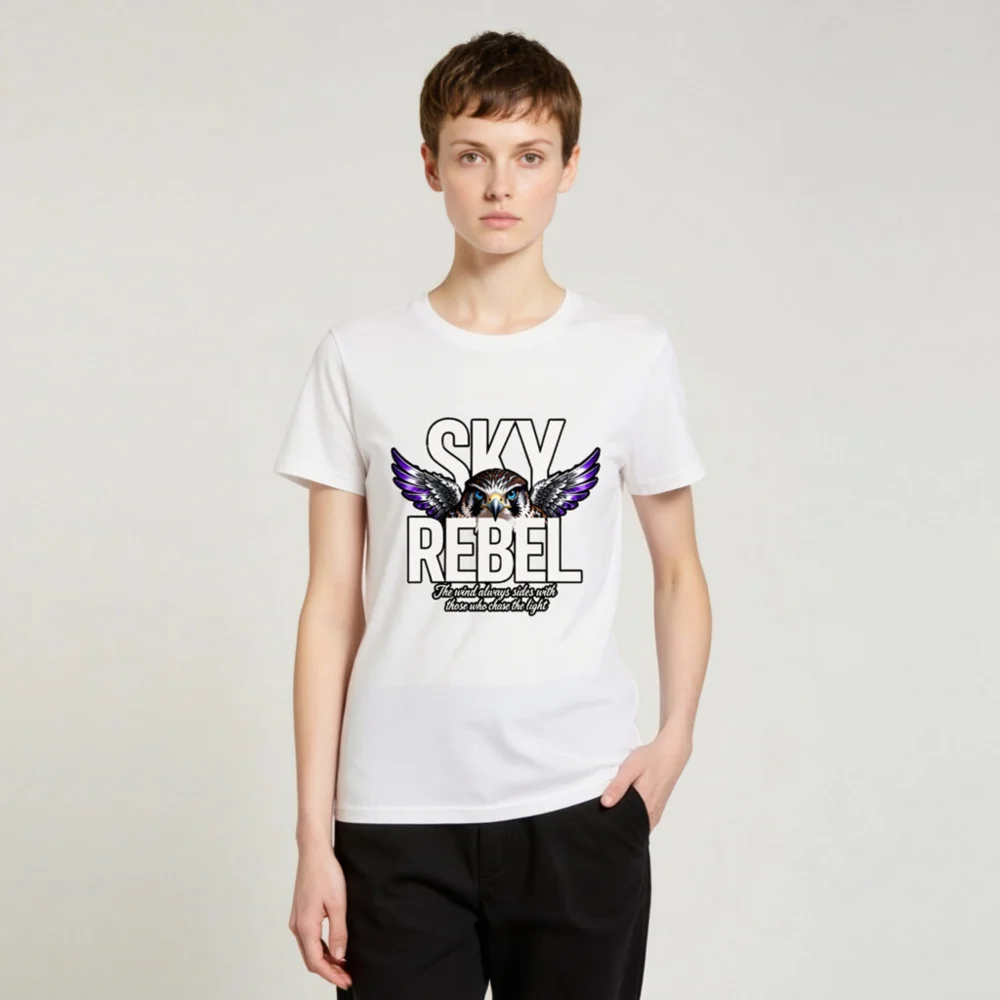 Sky Rebel Unisex Organic Cotton T-Shirt – Hawk Graphic Tee - Image 3