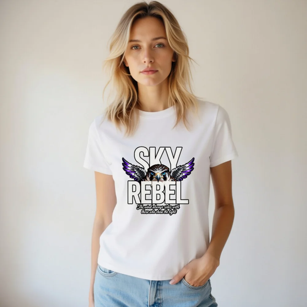 Sky Rebel Unisex Organic Cotton T-Shirt – Hawk Graphic Tee - Image 6