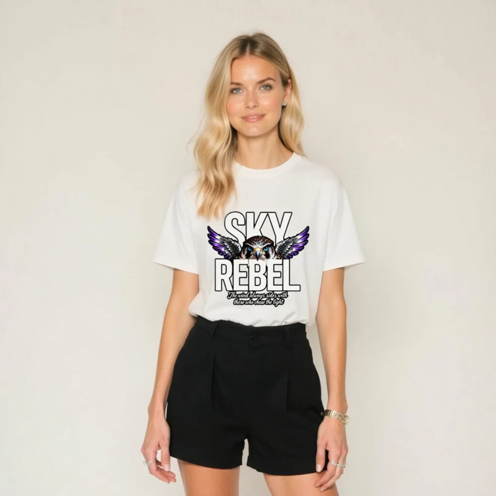 Sky Rebel Unisex Organic Cotton T-Shirt – Hawk Graphic Tee - Image 7