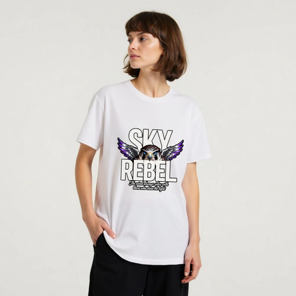 Sky Rebel Unisex Organic Cotton T-Shirt – Hawk Graphic Tee - Image 8