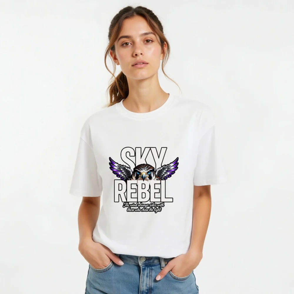Sky Rebel Unisex Organic Cotton T-Shirt – Hawk Graphic Tee - Image 9