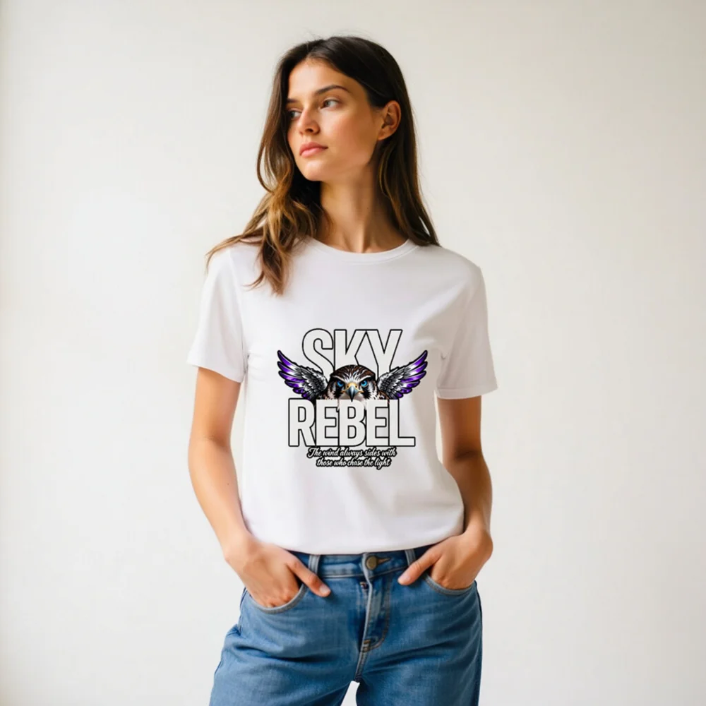 Sky Rebel Unisex Organic Cotton T-Shirt – Hawk Graphic Tee - Image 10