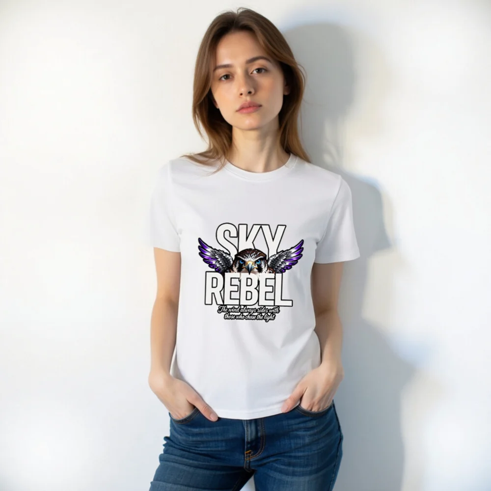 Sky Rebel Unisex Organic Cotton T-Shirt – Hawk Graphic Tee - Image 11