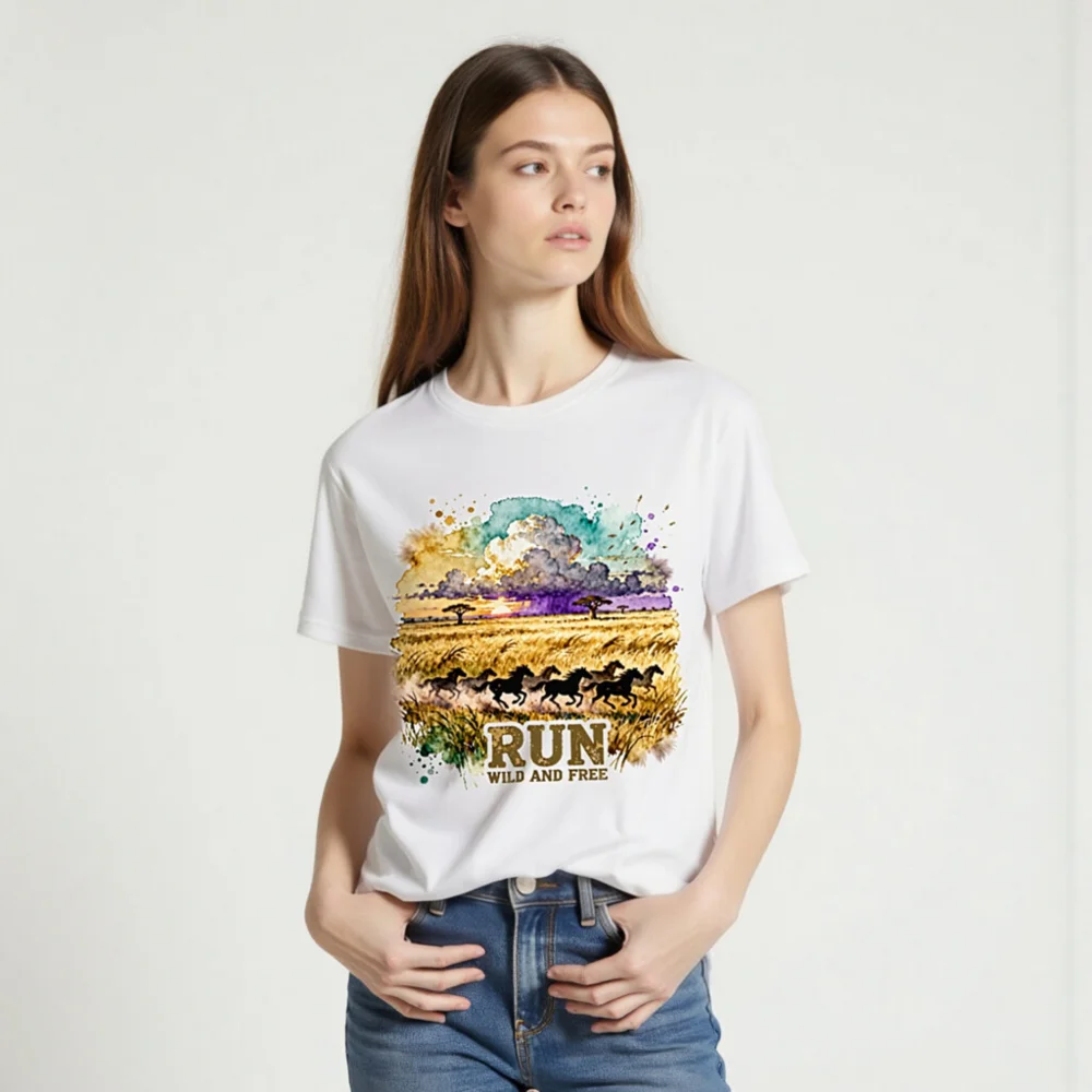Run Wild and Free T-Shirt – Unisex Organic Cotton Graphic Tee - Image 2