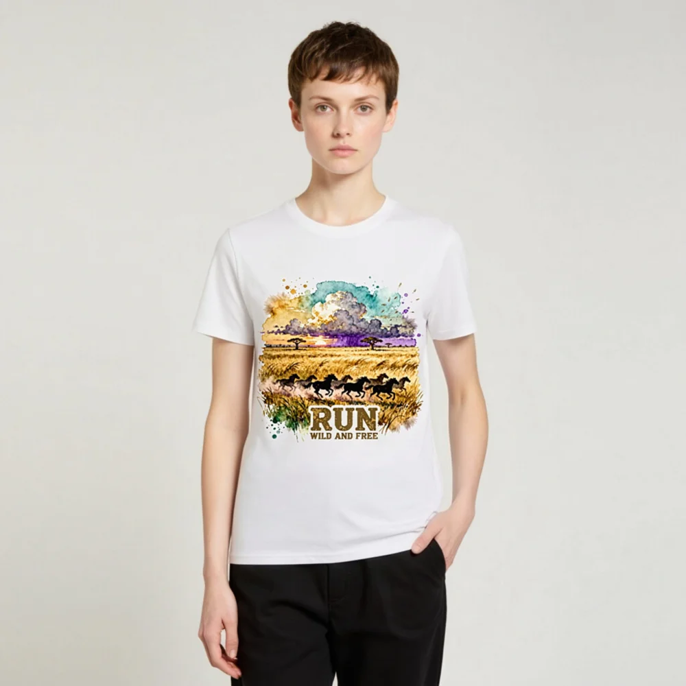 Run Wild and Free T-Shirt – Unisex Organic Cotton Graphic Tee - Image 3