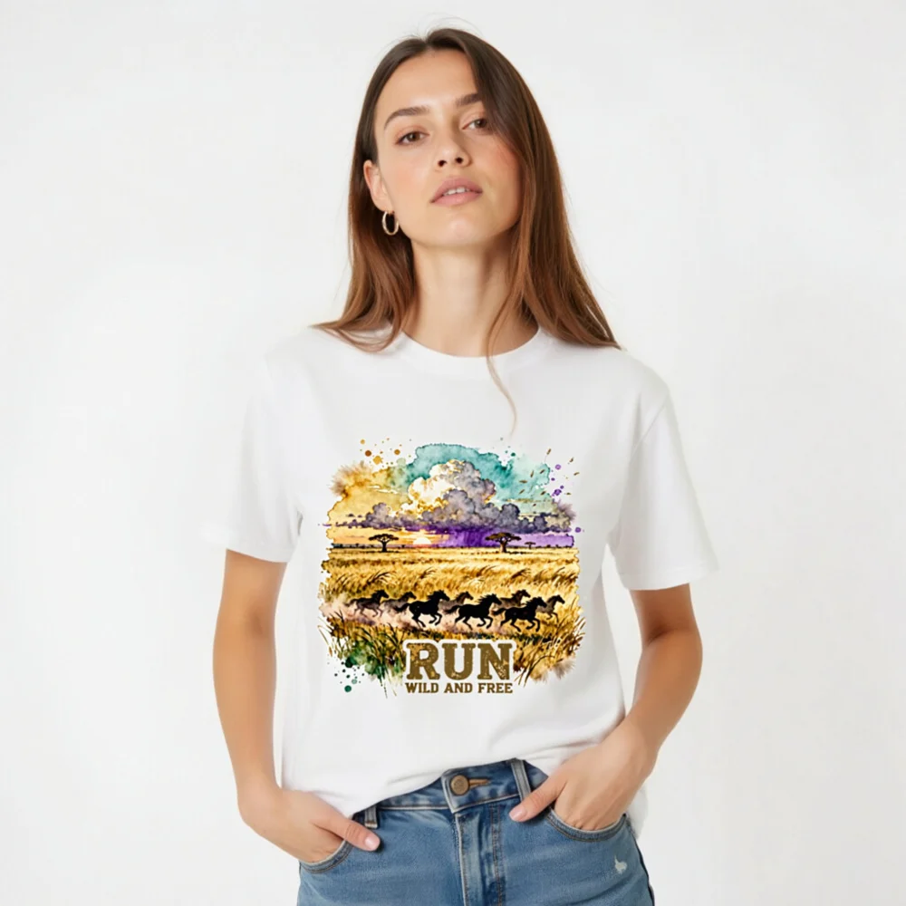 Run Wild and Free T-Shirt – Unisex Organic Cotton Graphic Tee - Image 4