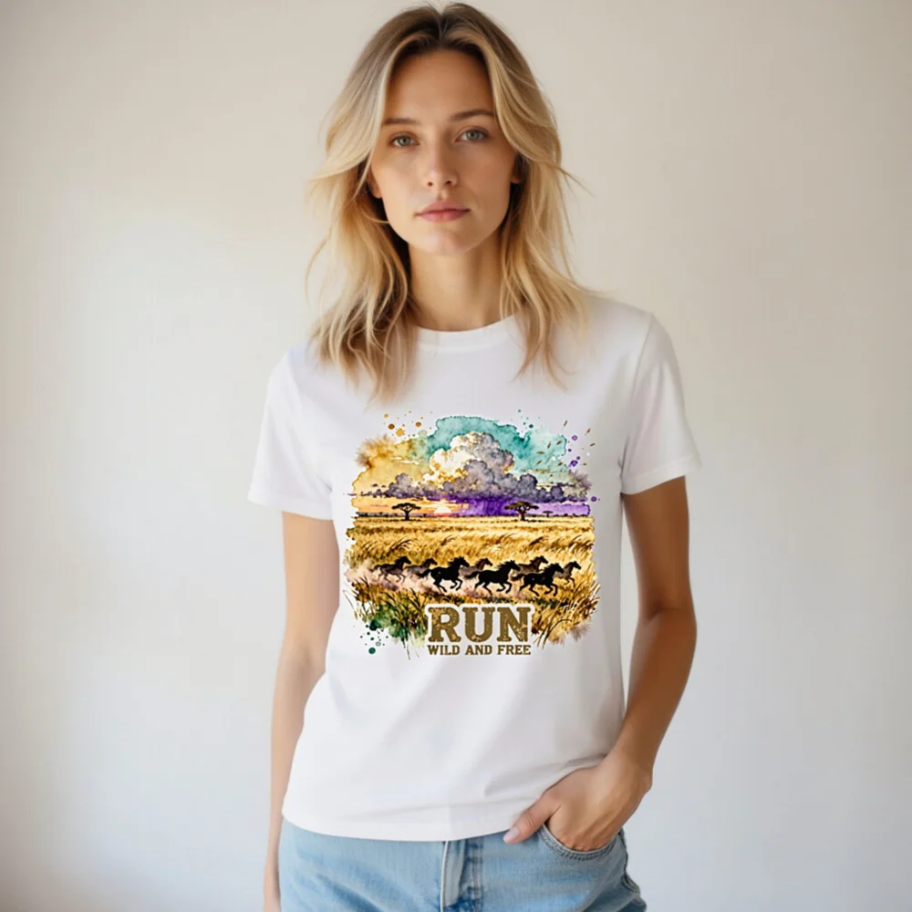 Run Wild and Free T-Shirt – Unisex Organic Cotton Graphic Tee - Image 6