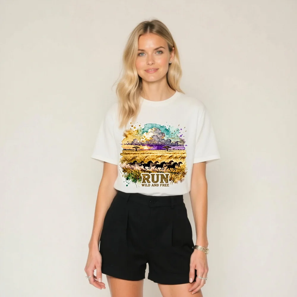 Run Wild and Free T-Shirt – Unisex Organic Cotton Graphic Tee - Image 7