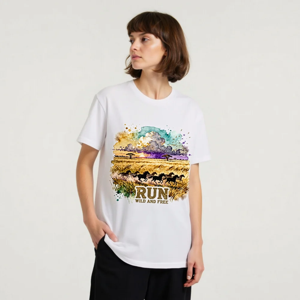 Run Wild and Free T-Shirt – Unisex Organic Cotton Graphic Tee - Image 8