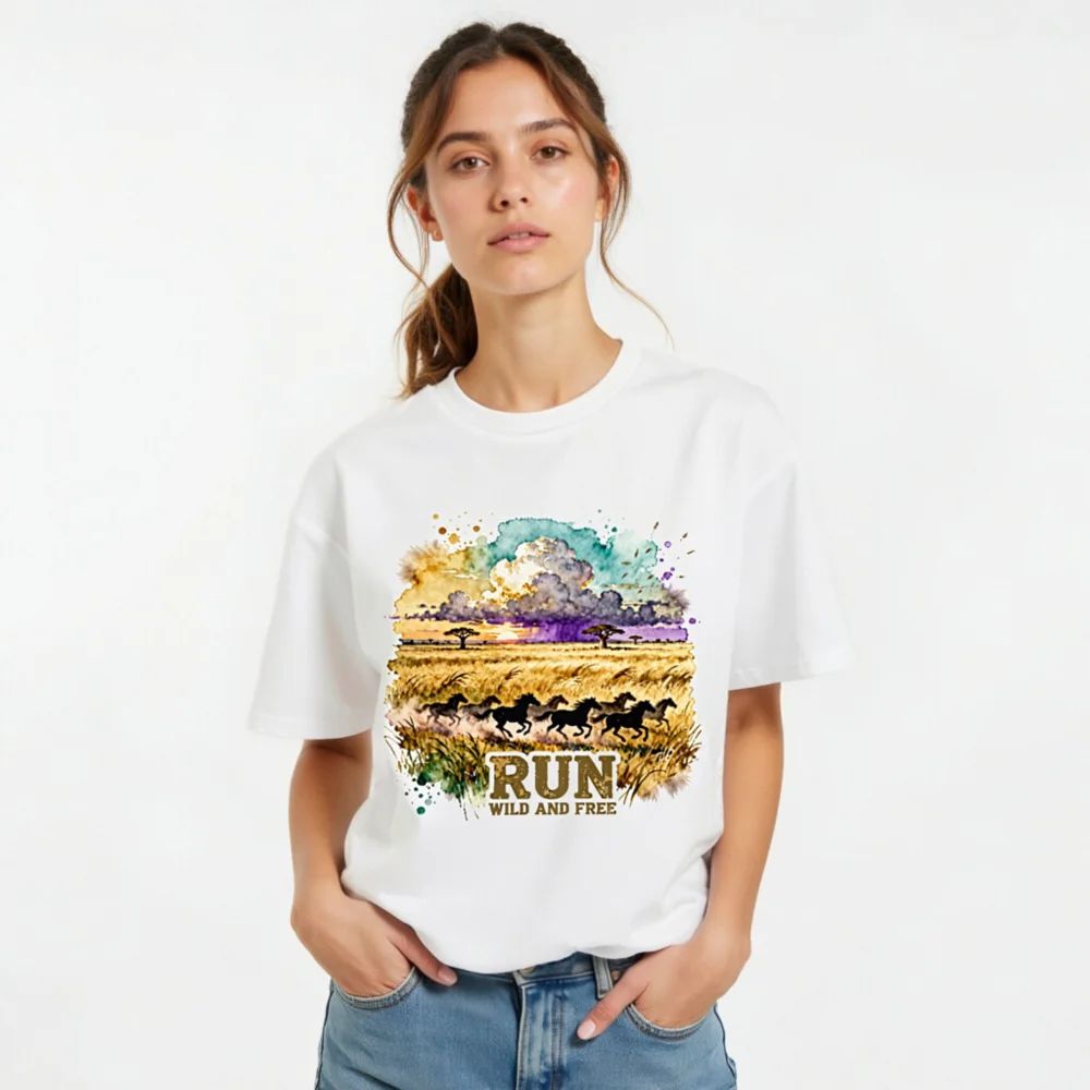 Run Wild and Free T-Shirt – Unisex Organic Cotton Graphic Tee - Image 9