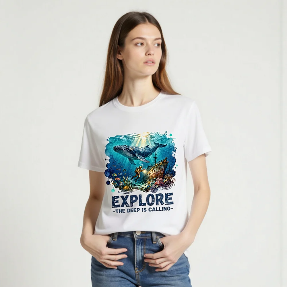 Explore the Deep is Calling – Unisex Organic Cotton T-Shirt - Image 2