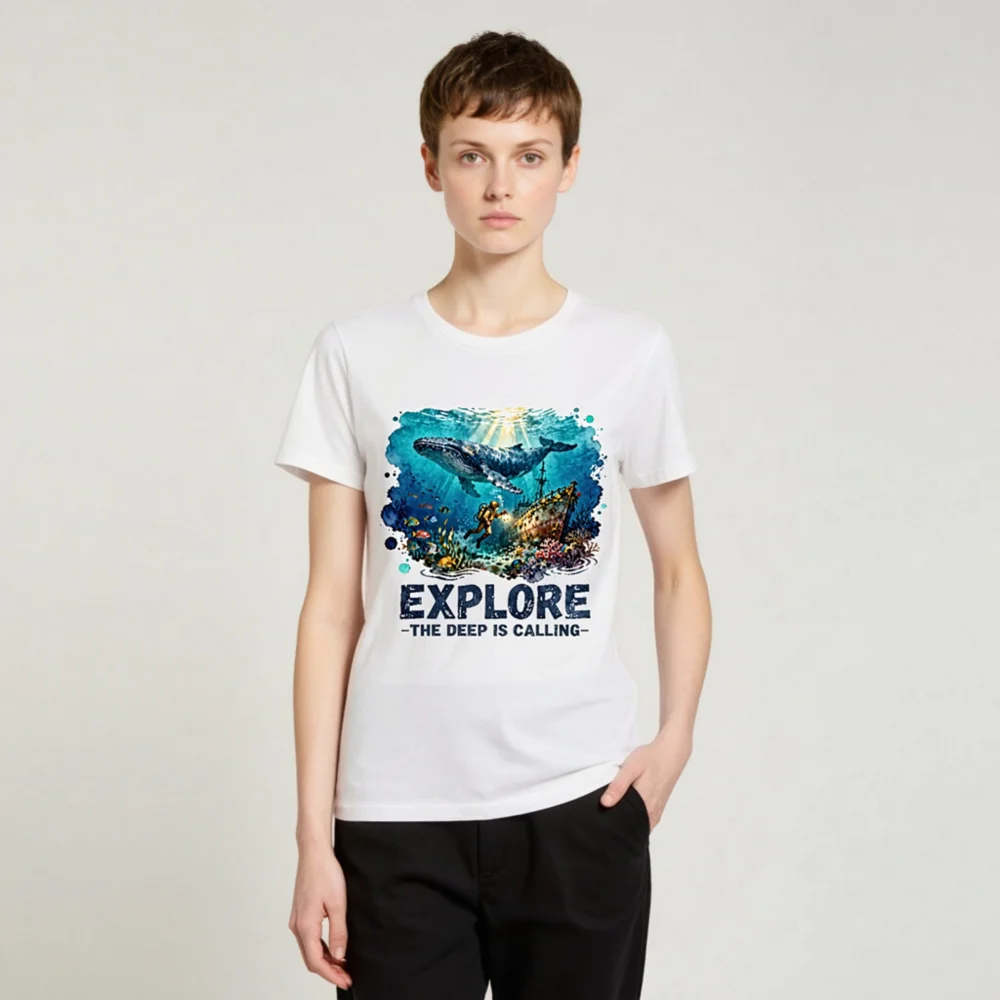 Explore the Deep is Calling – Unisex Organic Cotton T-Shirt - Image 3