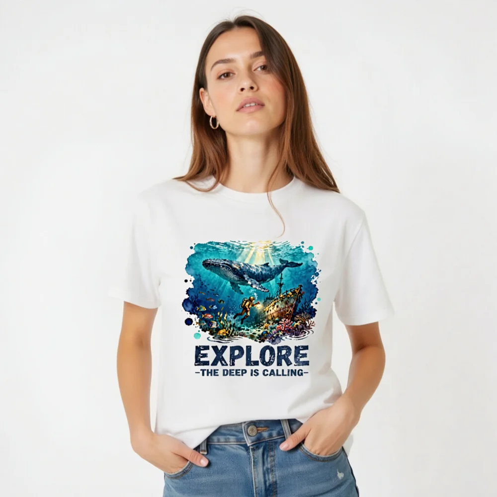 Explore the Deep is Calling – Unisex Organic Cotton T-Shirt - Image 4