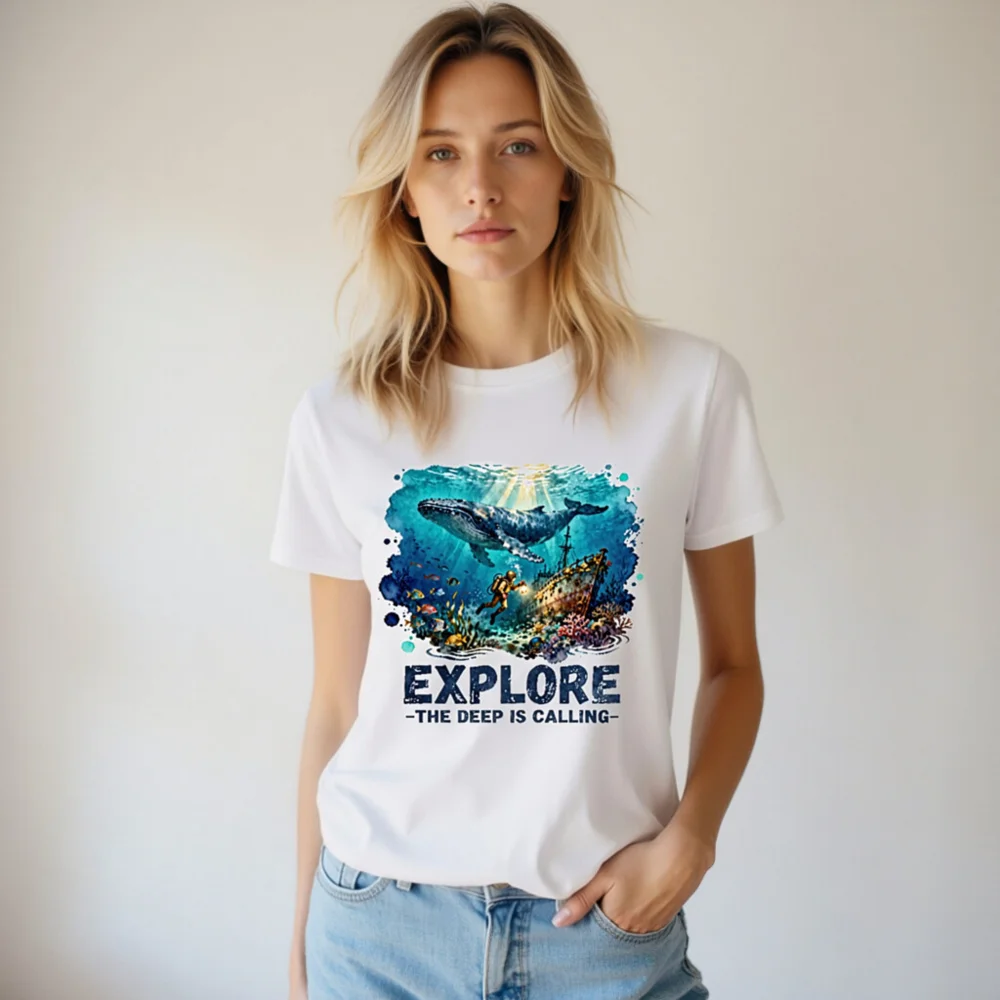 Explore the Deep is Calling – Unisex Organic Cotton T-Shirt - Image 6
