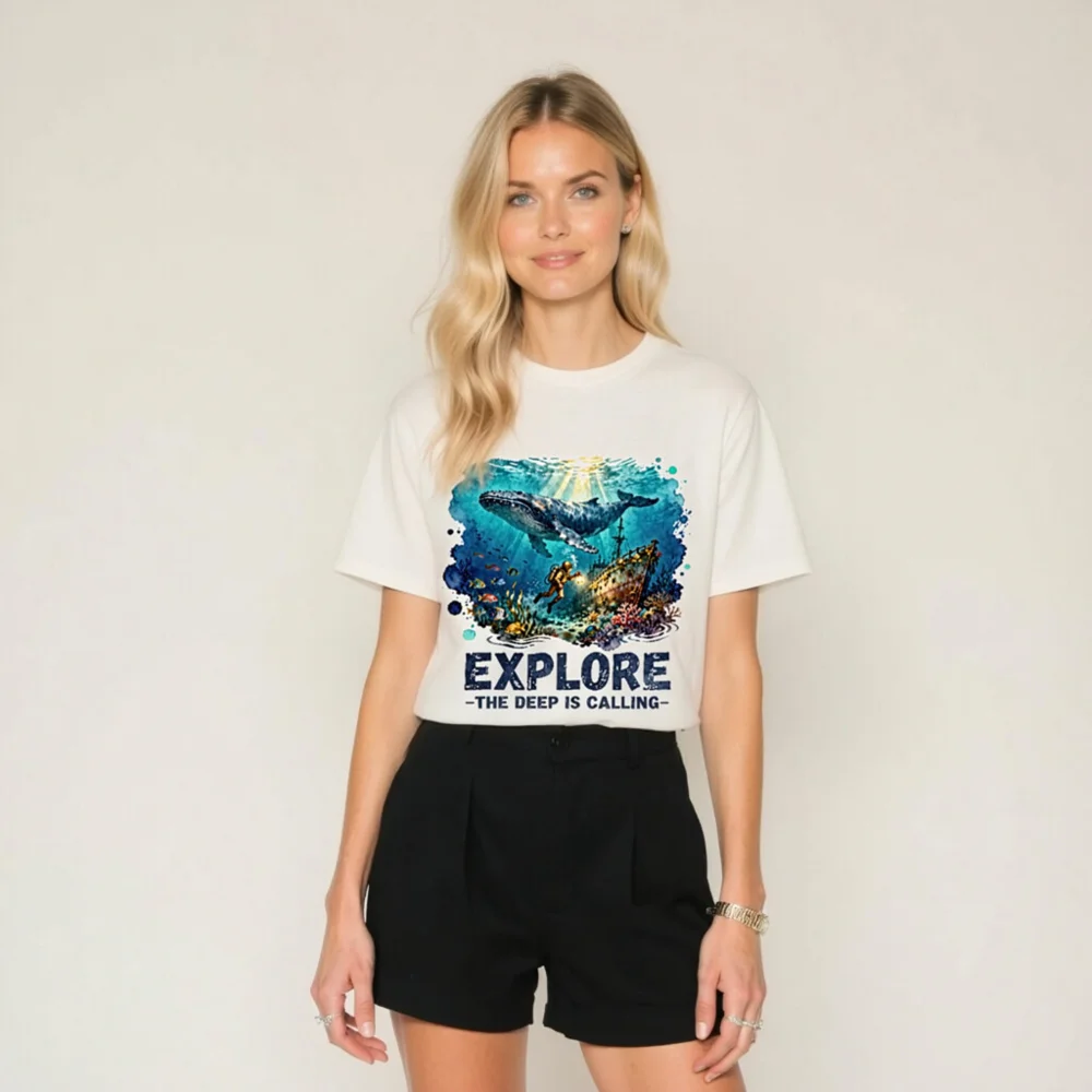 Explore the Deep is Calling – Unisex Organic Cotton T-Shirt - Image 7